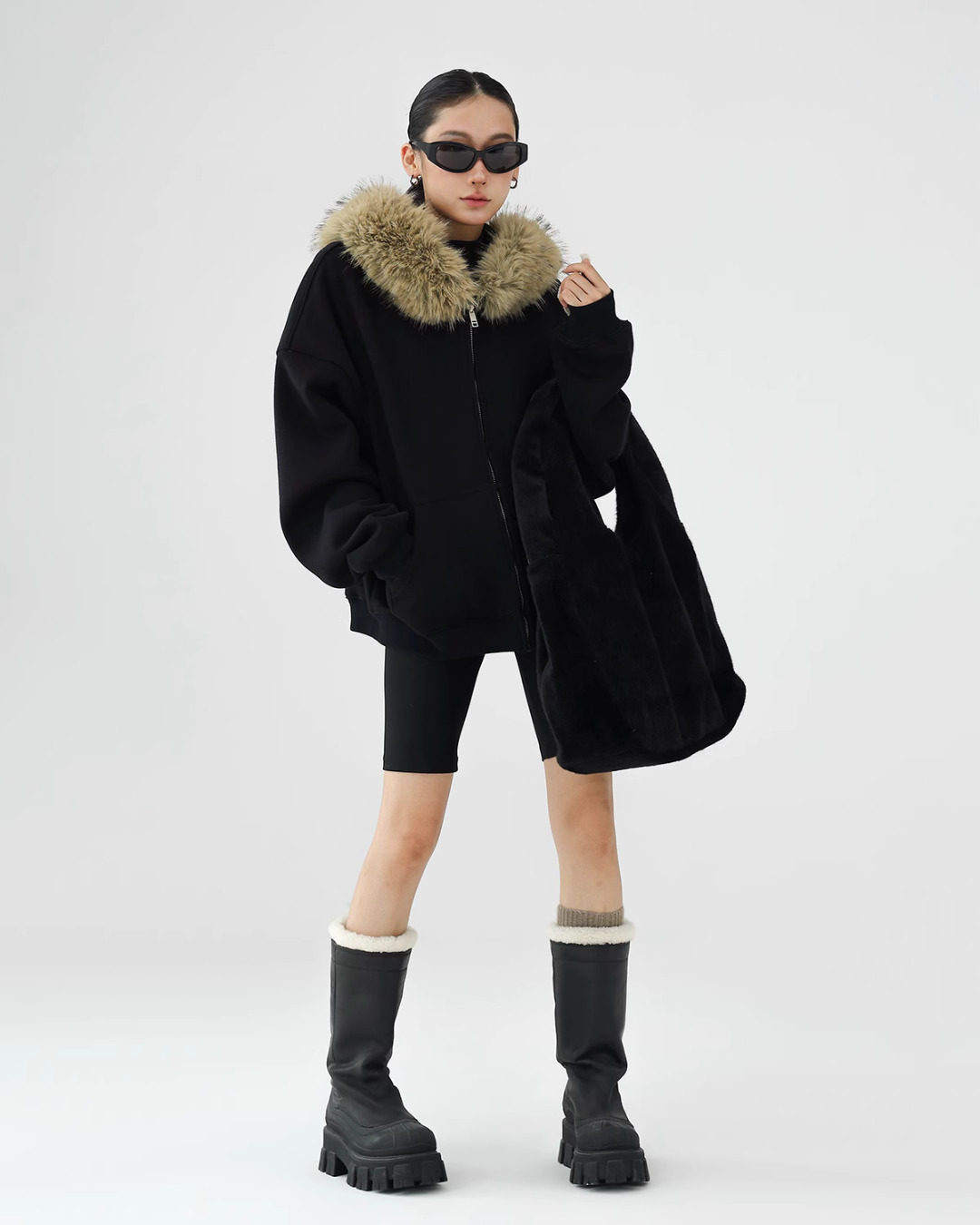 Fur Hood Zip Jacket ACS0191 – AuroraBoutique Fur Hood Zip Jacket ACS0191 – AuroraBoutique