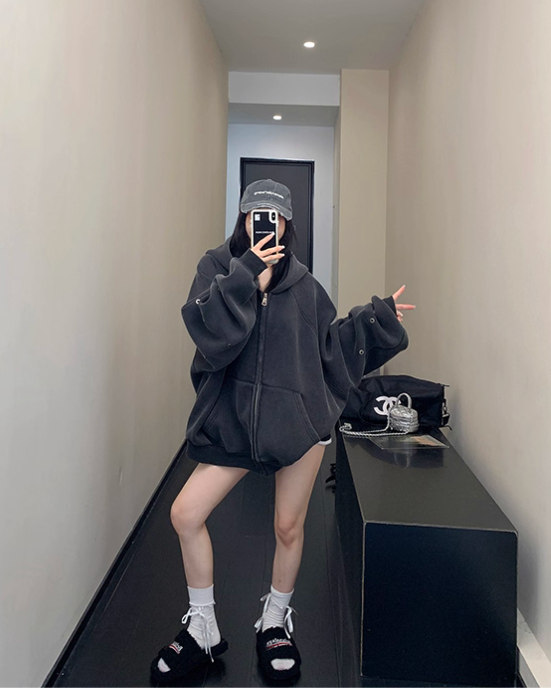 Hollow Out Zip Up Hoodie YLS0988