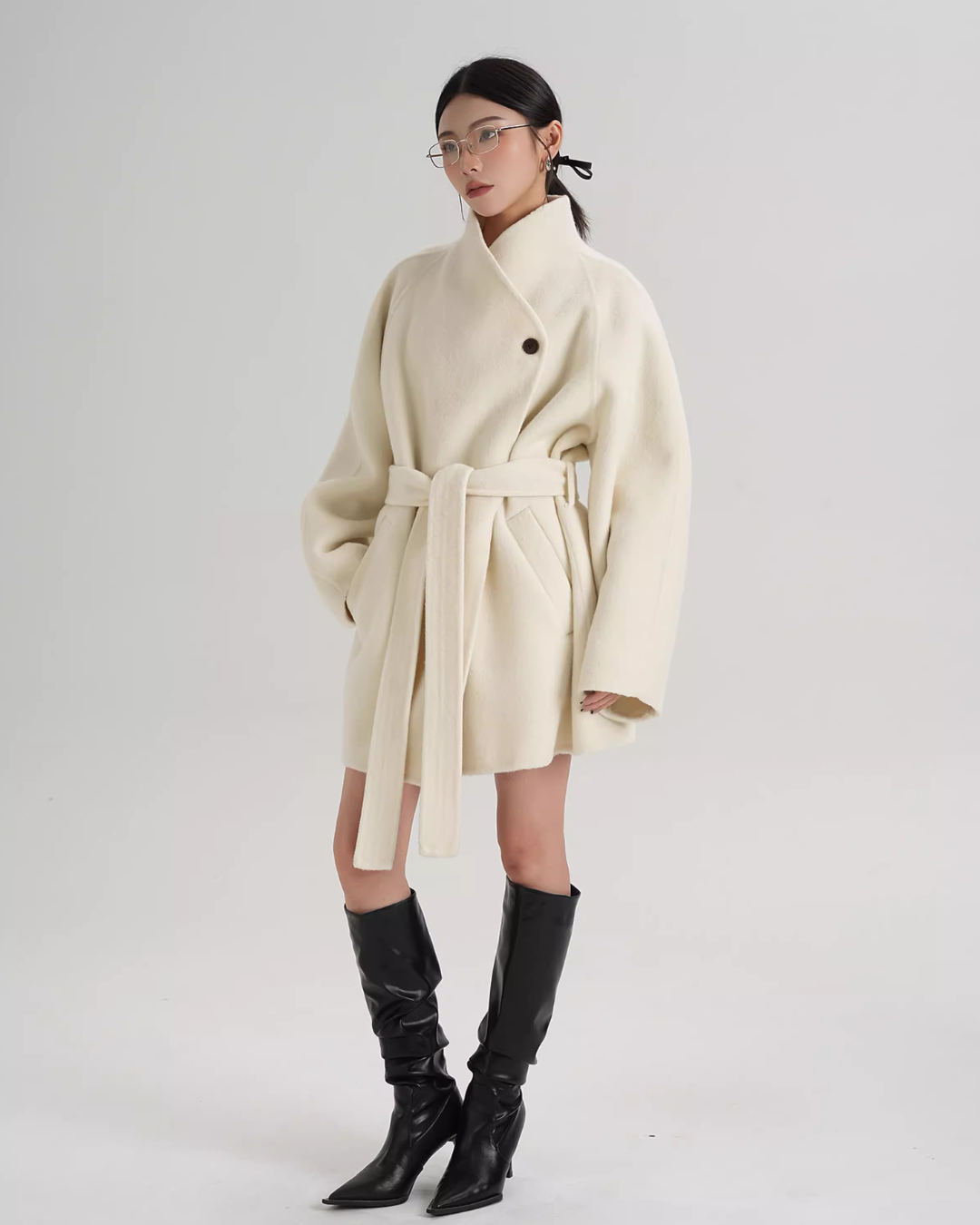 Mid Length Belted Wool Coat SRS0363