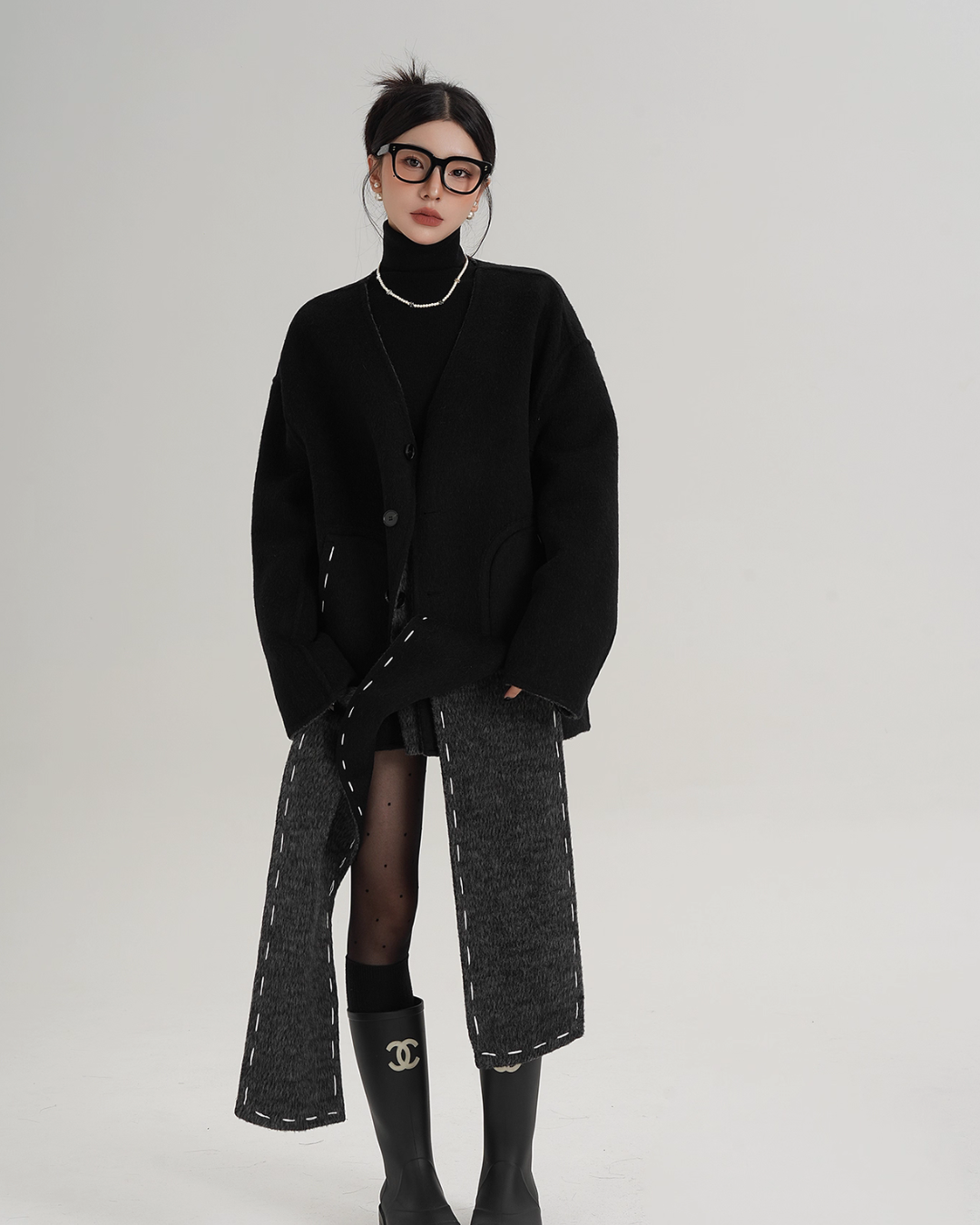 Scarf Mid-Length Wool Coat SRS0383