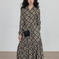 Retro Paid Flare Long Dress VAS0160