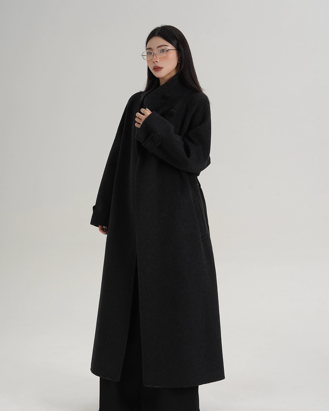 Stand Collar Paid Long Coat SRS0391