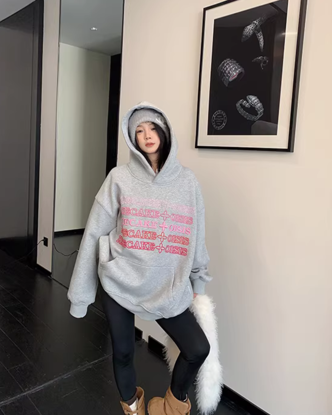 Embossed Logo Loose Hoodie YLS1024