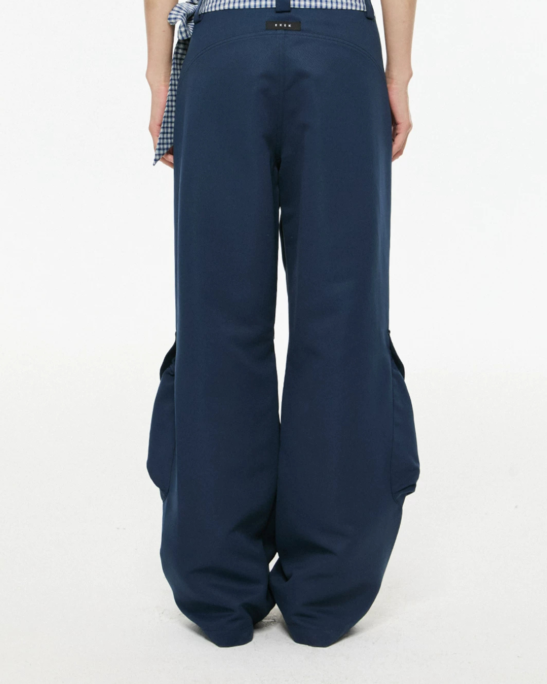 Gingham Sash Belt Wide Cargo Pants EZK0104