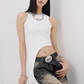 Asymmetrical Cut Design Tank Top KNH0008