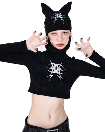 Cat Ears Cropped Slim Tops PPK0120