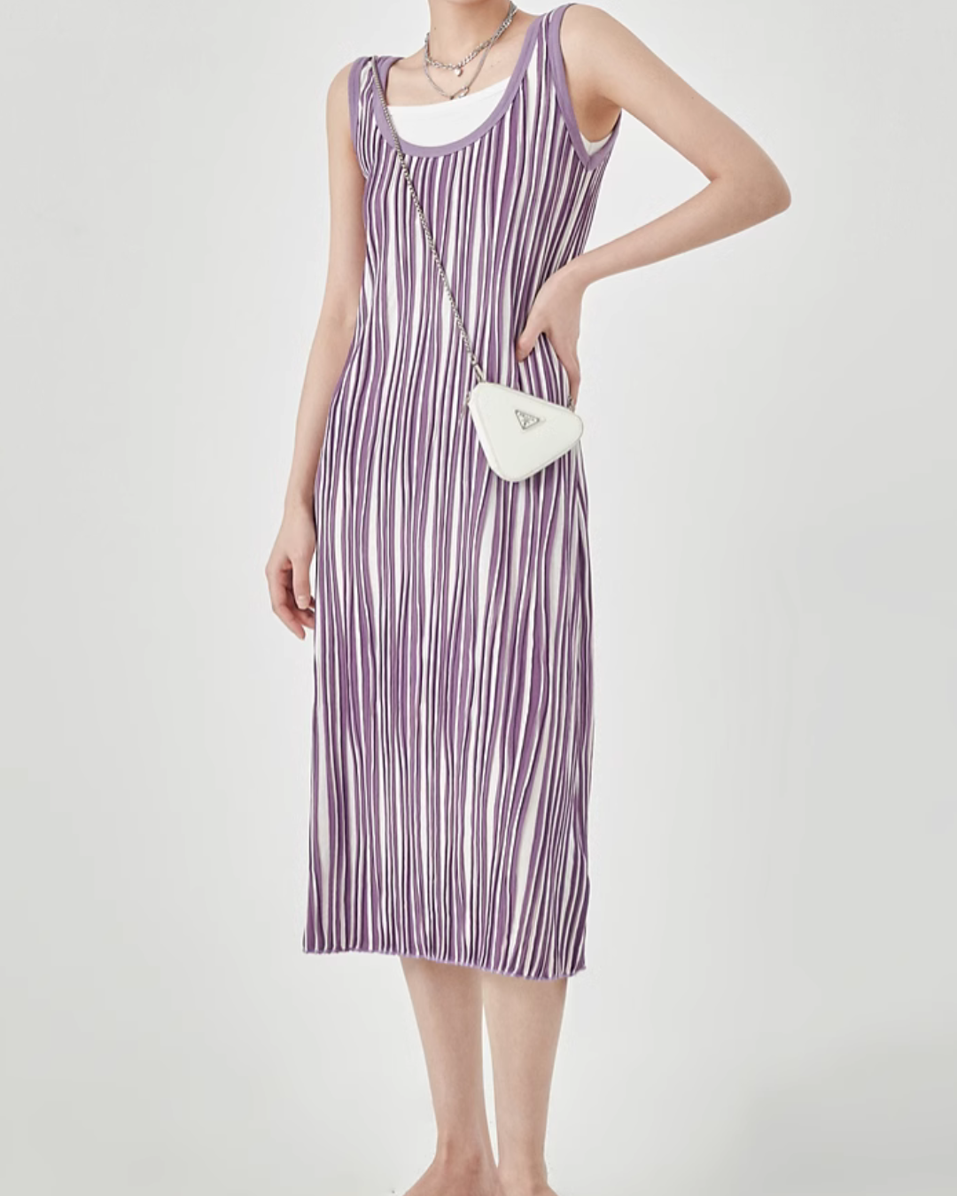 Striped Knitted Slip Dress LLA0105