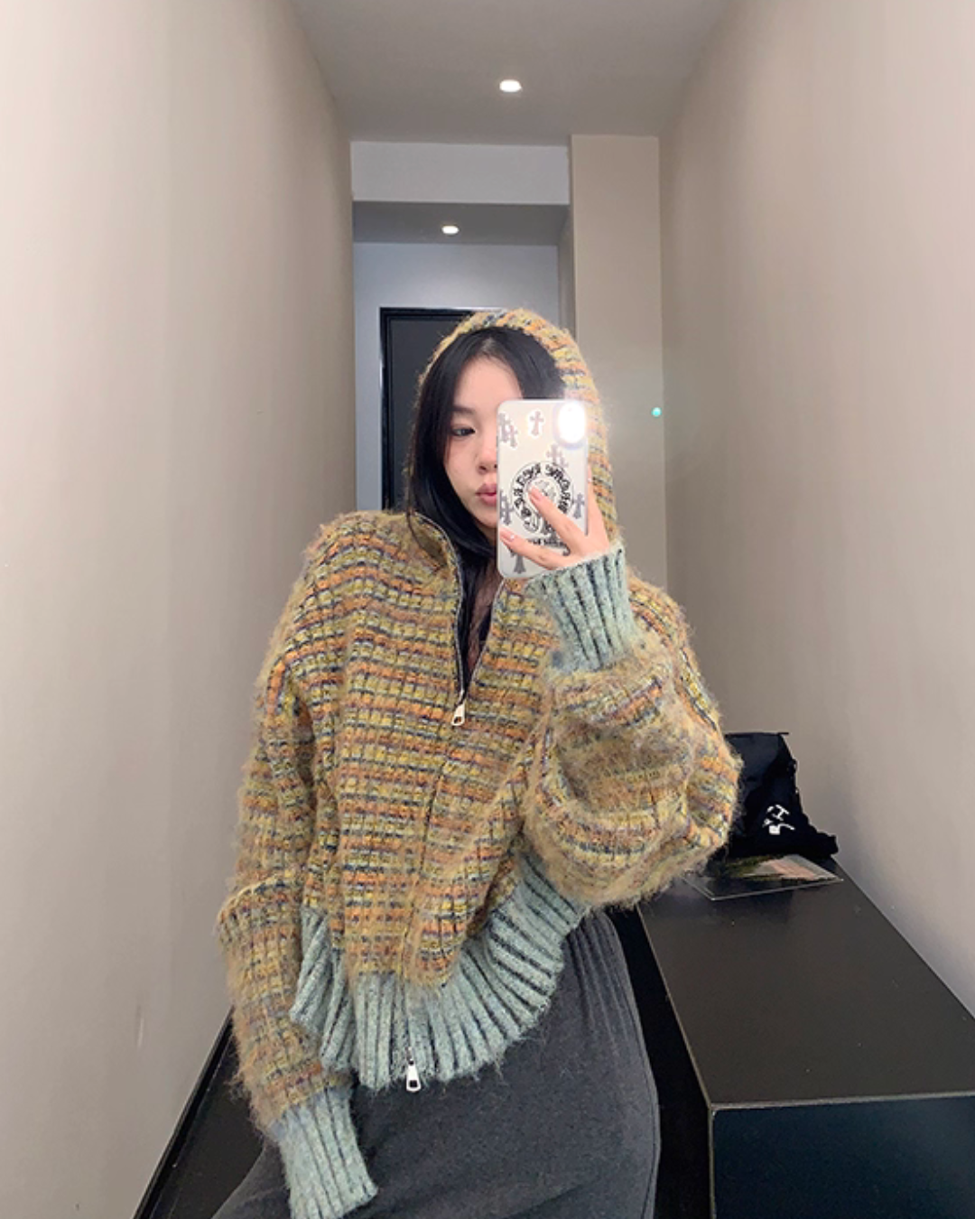 Retro Brushed Knit Hoodie YLS1004