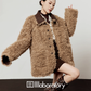Faux Mouton Coat / Leopard Print Mini Skirt LLA0557