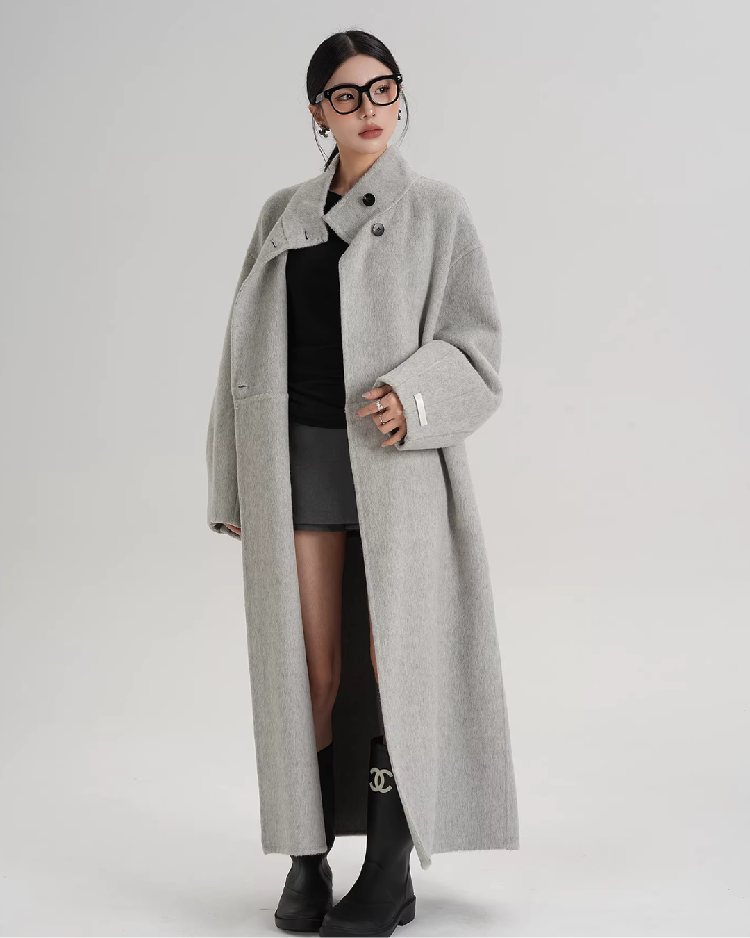Mock Neck Long Coat SRS0413