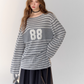 Number Logo Long Sleeve Top / Plaid Maxi Skirt  ASG0002