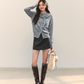 Dog Embroidery Round Neck Knit Cardigan ASG0070