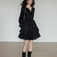 Round Neck Linen Long Sleeve Dress VAS0152