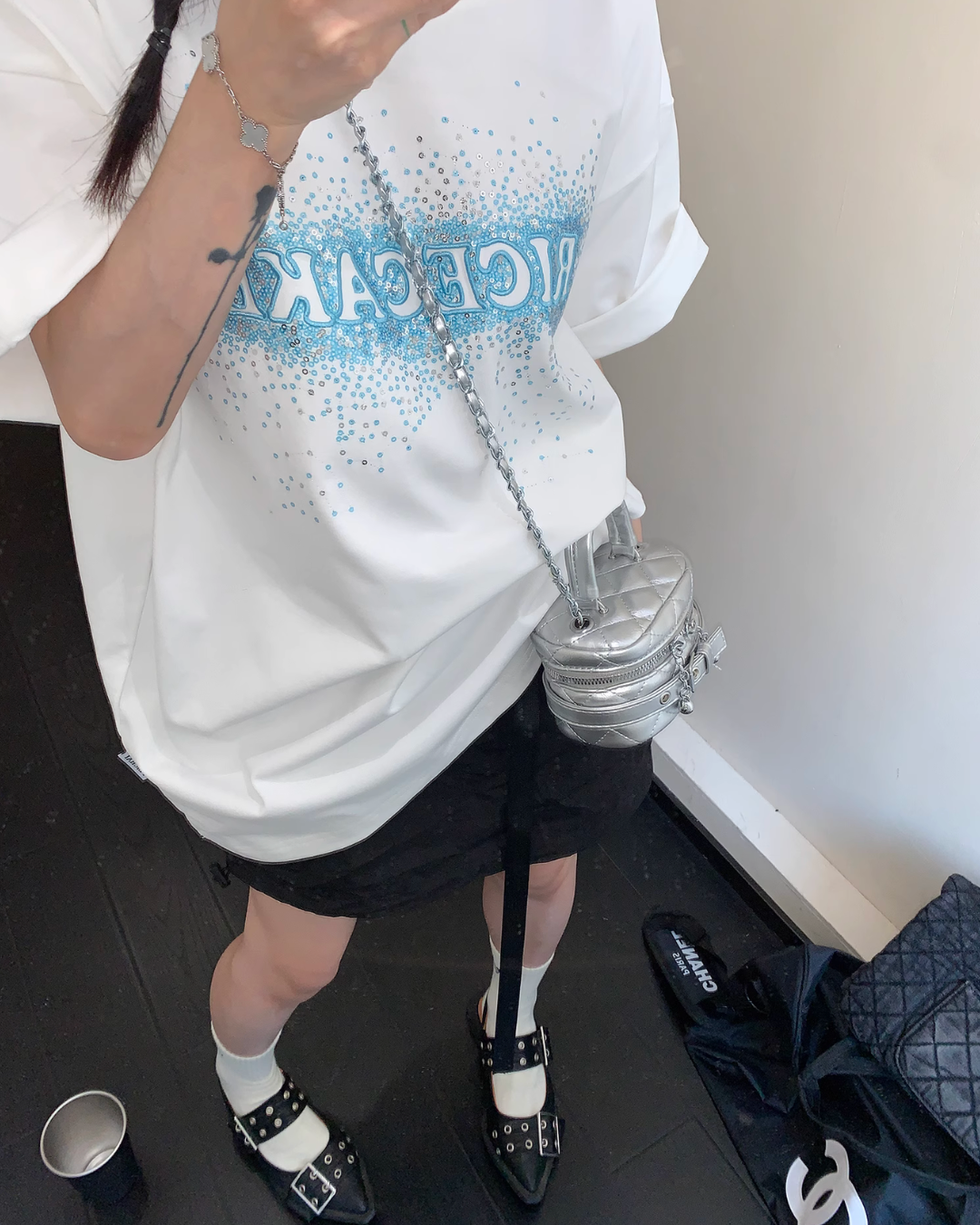 Glitter Logo Short Sleeve T-Shirt YLS0840