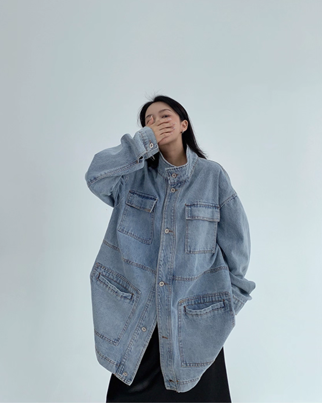 Stand Collar Loose Denim Jacket YLS0980