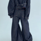 Dark Blue Denim Jacket / Wide Denim Pants YLS0912