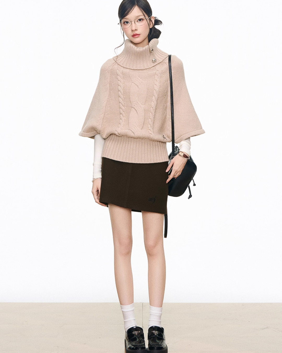 High-Neck Knit Top / Mini Skirt / Tight Long Dress / High-Neck Long Sleeve T-Shirt WEO0070
