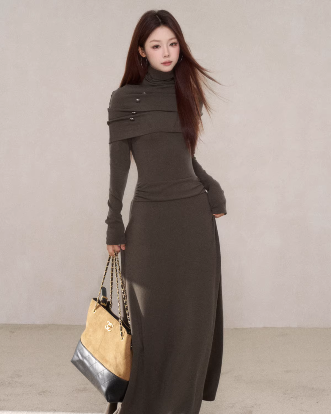 Drapey Long Sleeve Dress WDB0011