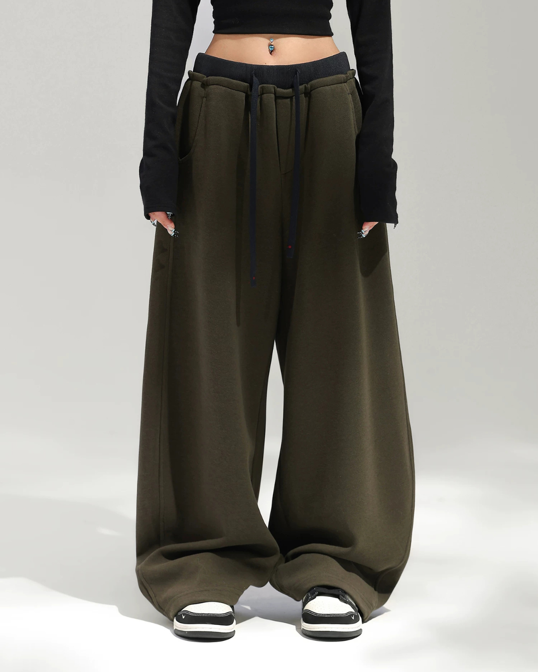 Layered Design Wide Sweatpants ACS0391
