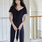 V-neck Navy Blue Dress SMS0025