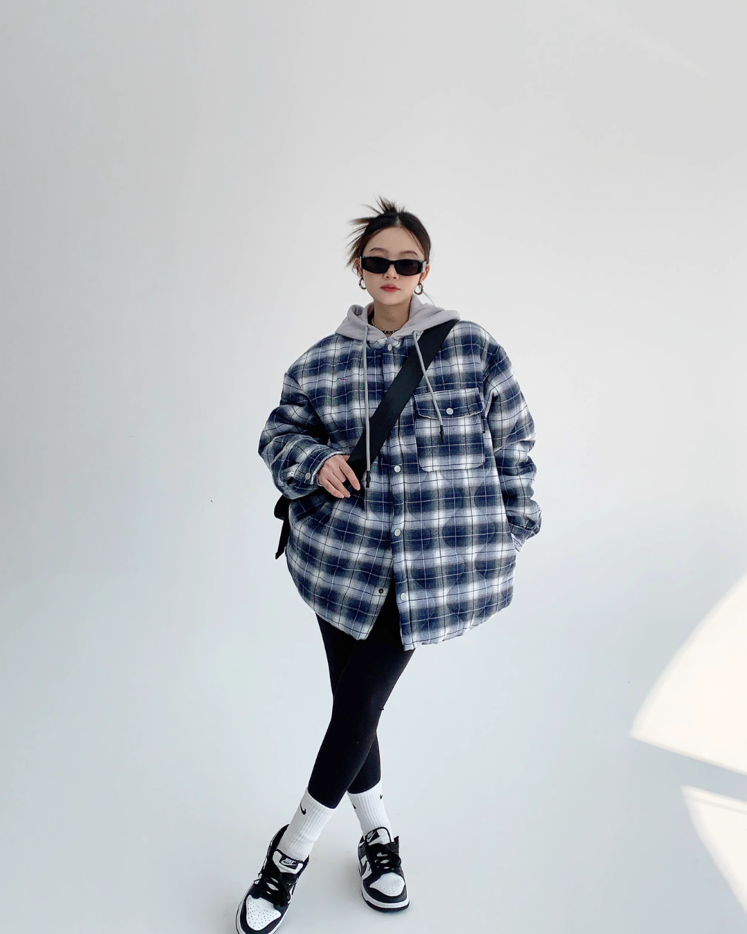 Oversized Quilted Plaid Jacket YLS0462