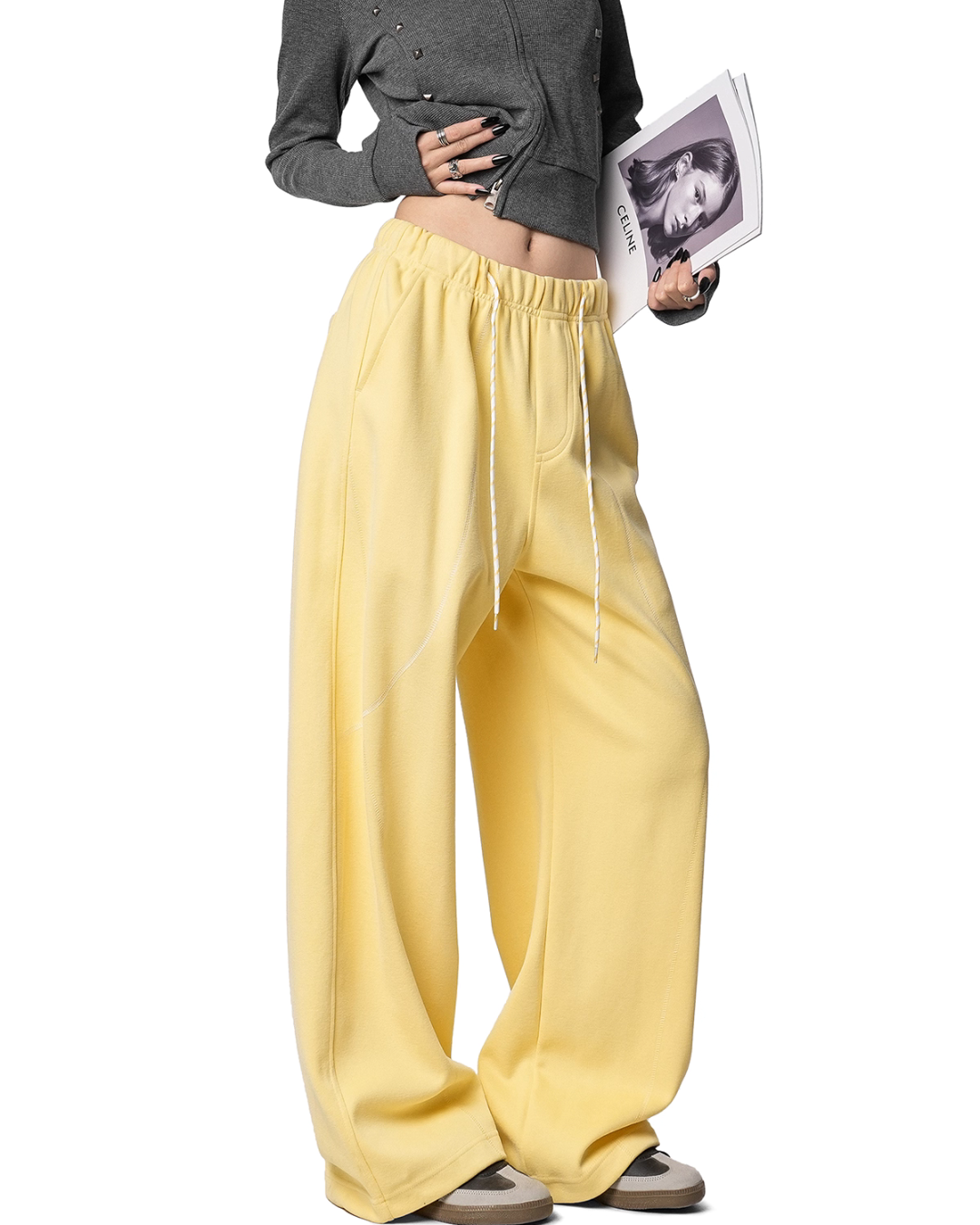 Color Contrast Stitch Sweat Pants ICM0105