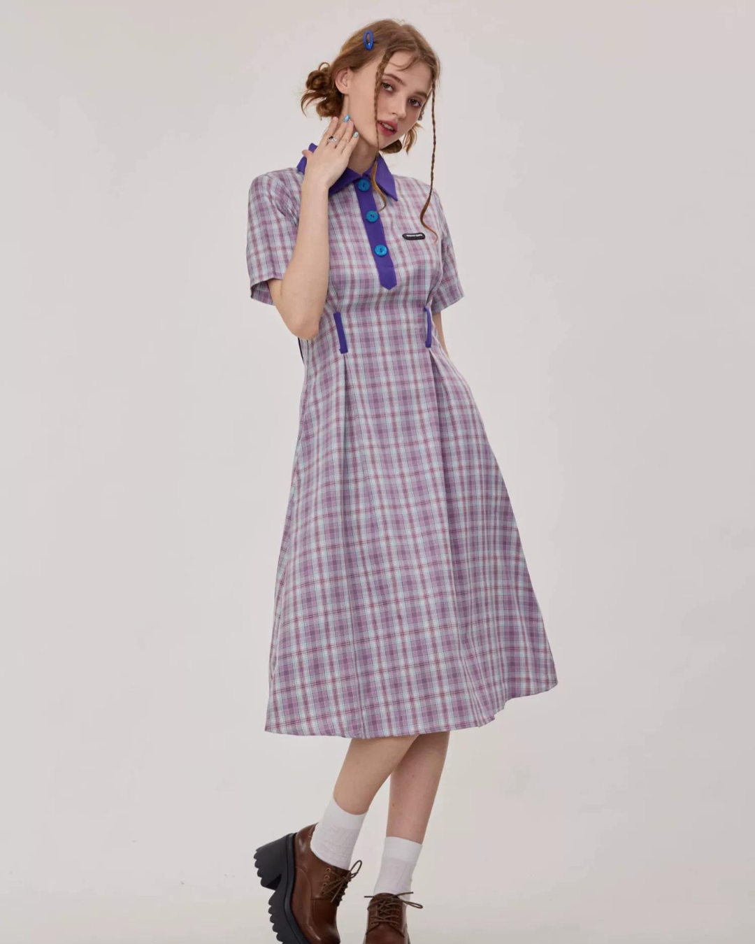 Polo Color Plaid Dress ZZF0258