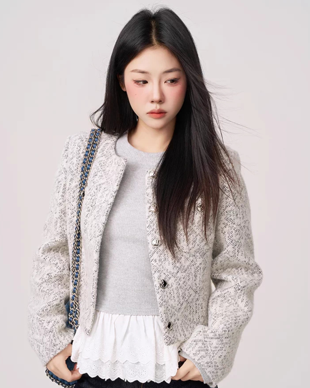Feminine Short Tweed Jacket WDB0019