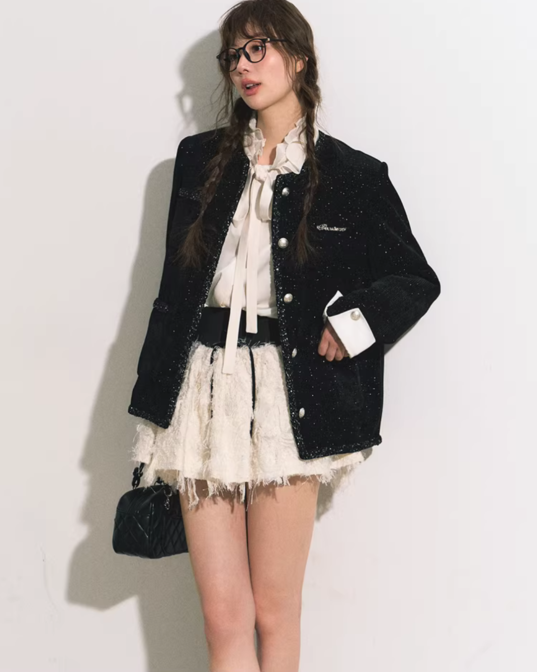 Silver Button Tweed Jacket RCR0011