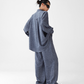 Dark Blue Drape Shirt / Waide Long Pants  ACS0264