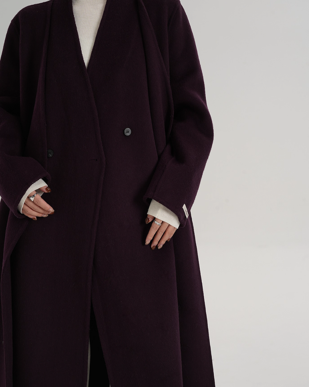 V-Neck Wool Long Coat SRS0387