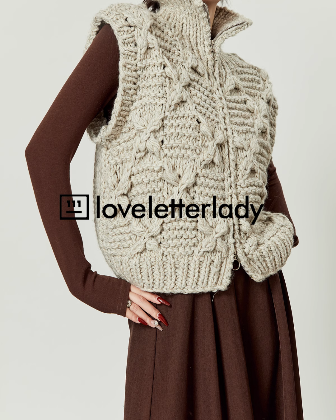 High Neck Zip Knit Vest LLA0392