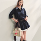 Plaid Lapel Black Dress ASG0067
