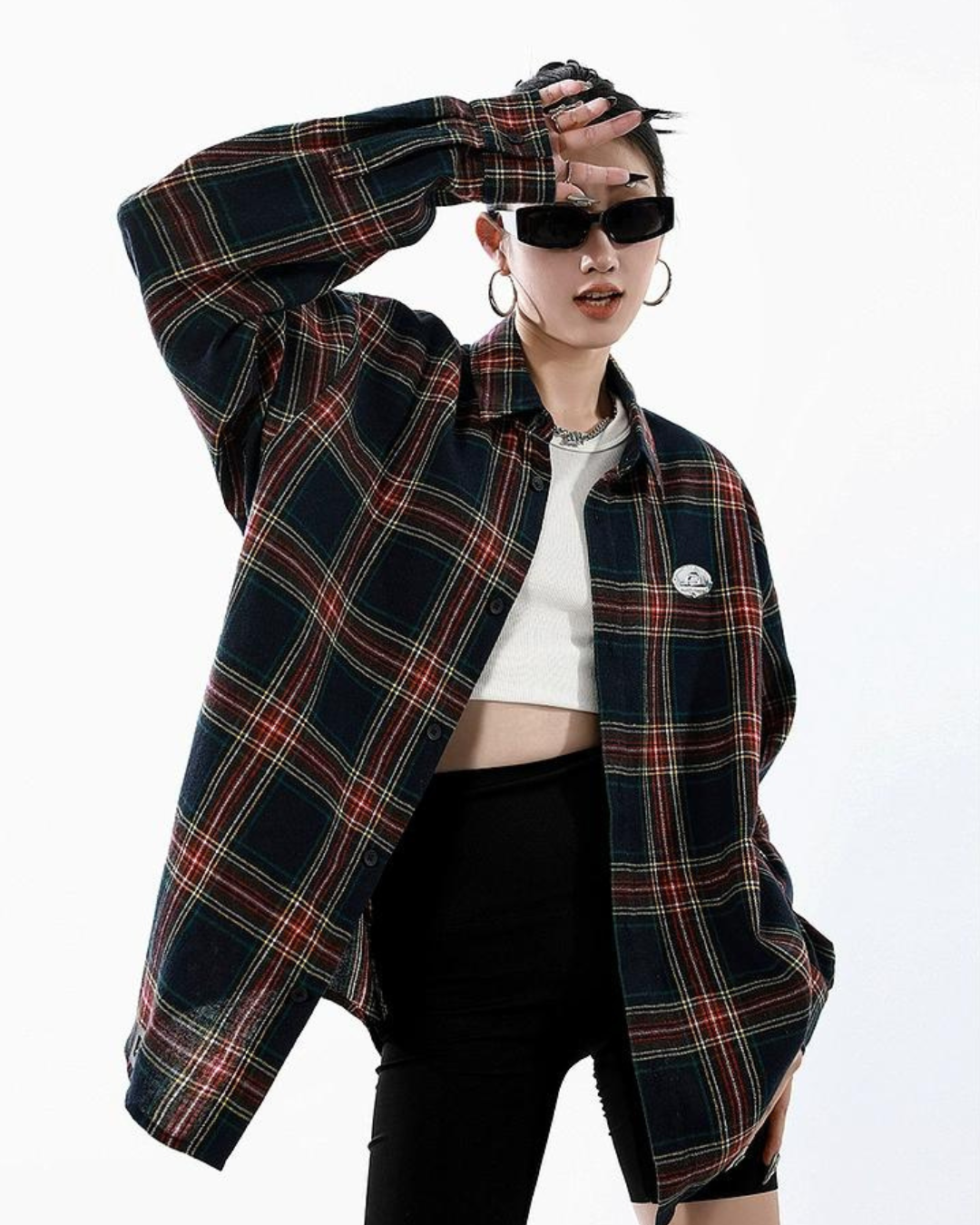 Loose Plaid Long Sleeve Shirt ICM0012