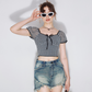 Cut Frill Denim Shorts ZZF0222