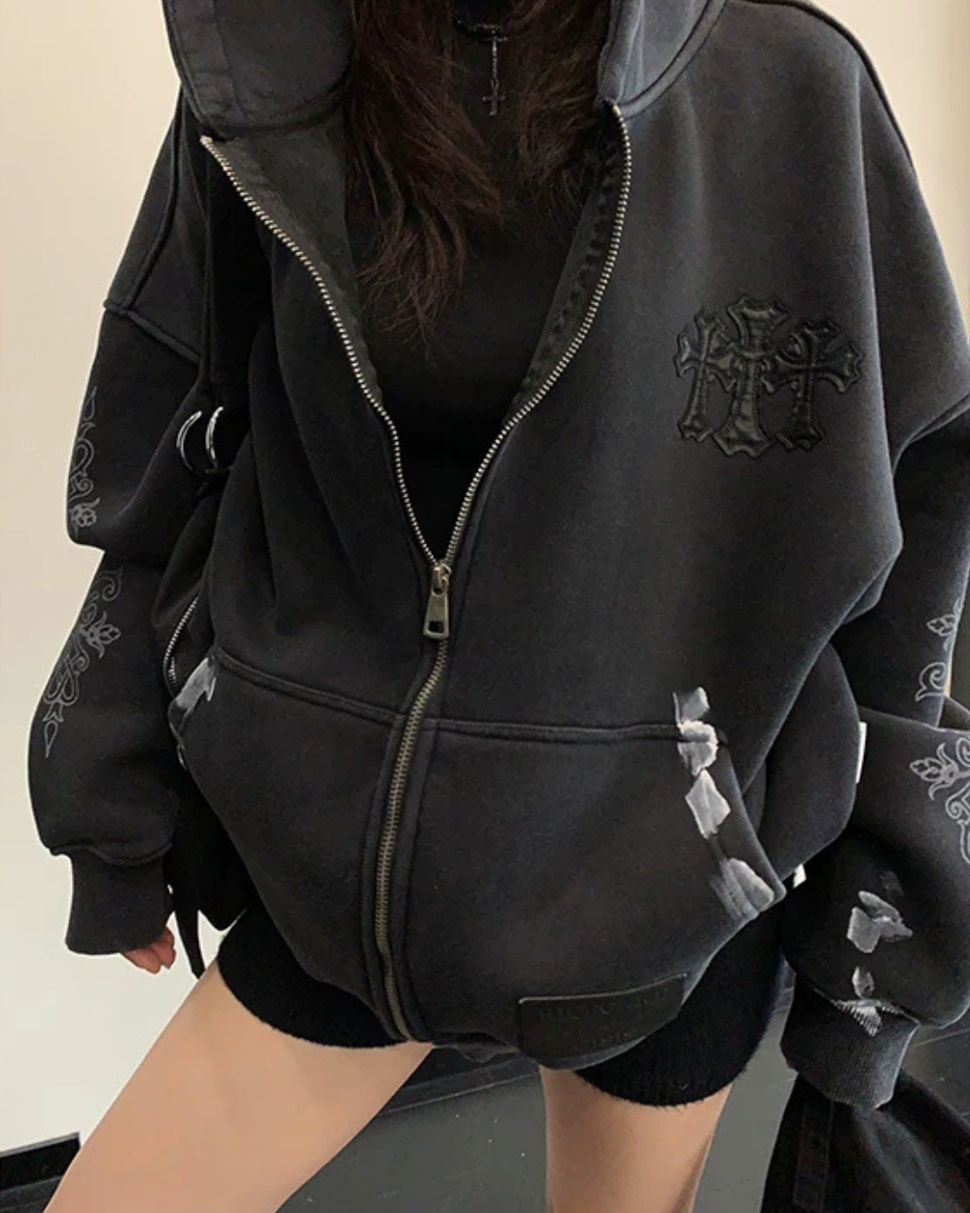 Chrome Hearts Style Zip-Up Hoodie YLS1074