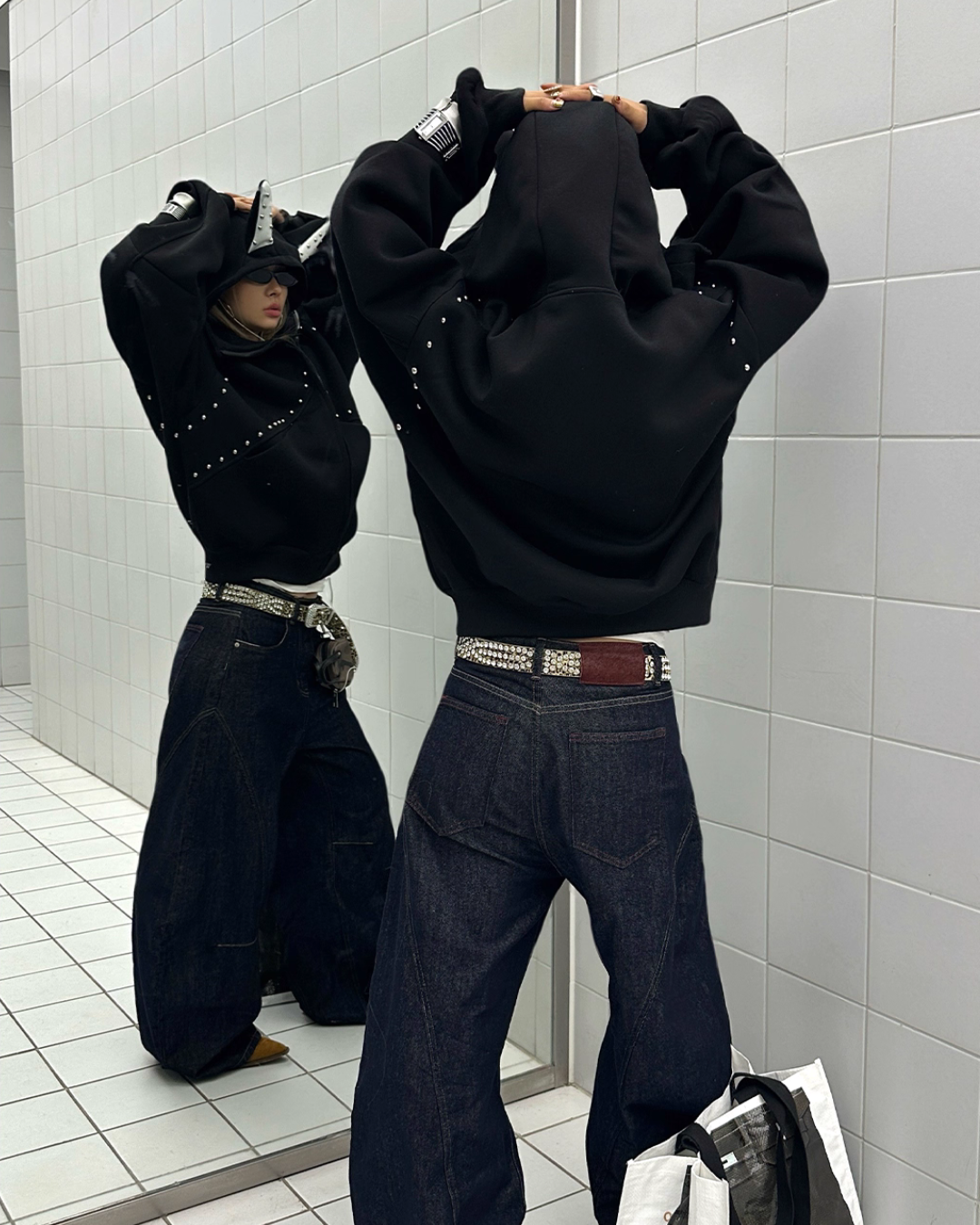 Ear Hood Long Sleeve Zip Hoodie BLB0031