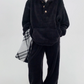 Fluffy Half Button Pullover Hoodie / Wide Pants YLS0707