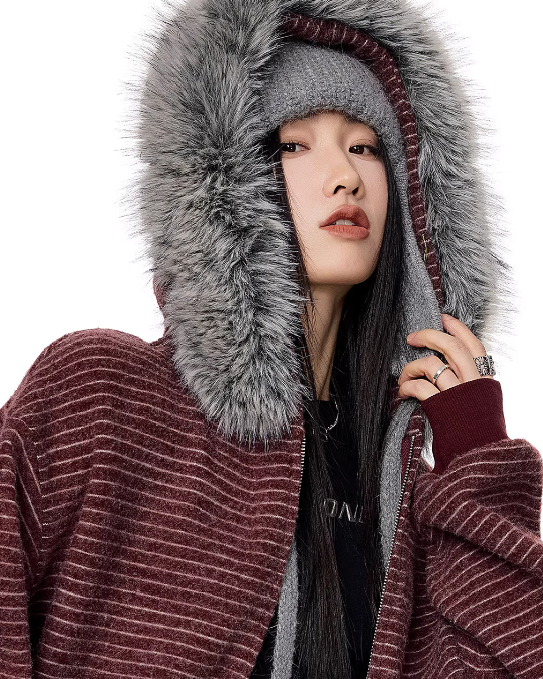 Thin Stripe Zip Hoodie ICM0118