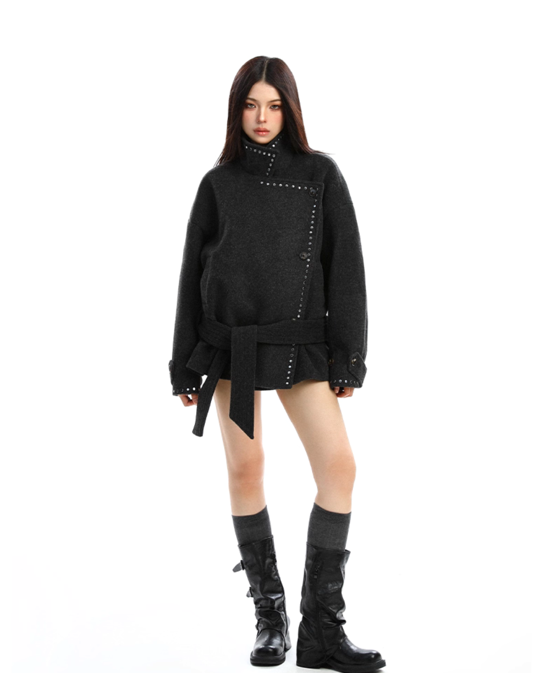 Stand Collar Mid-Length Coat BGS0035