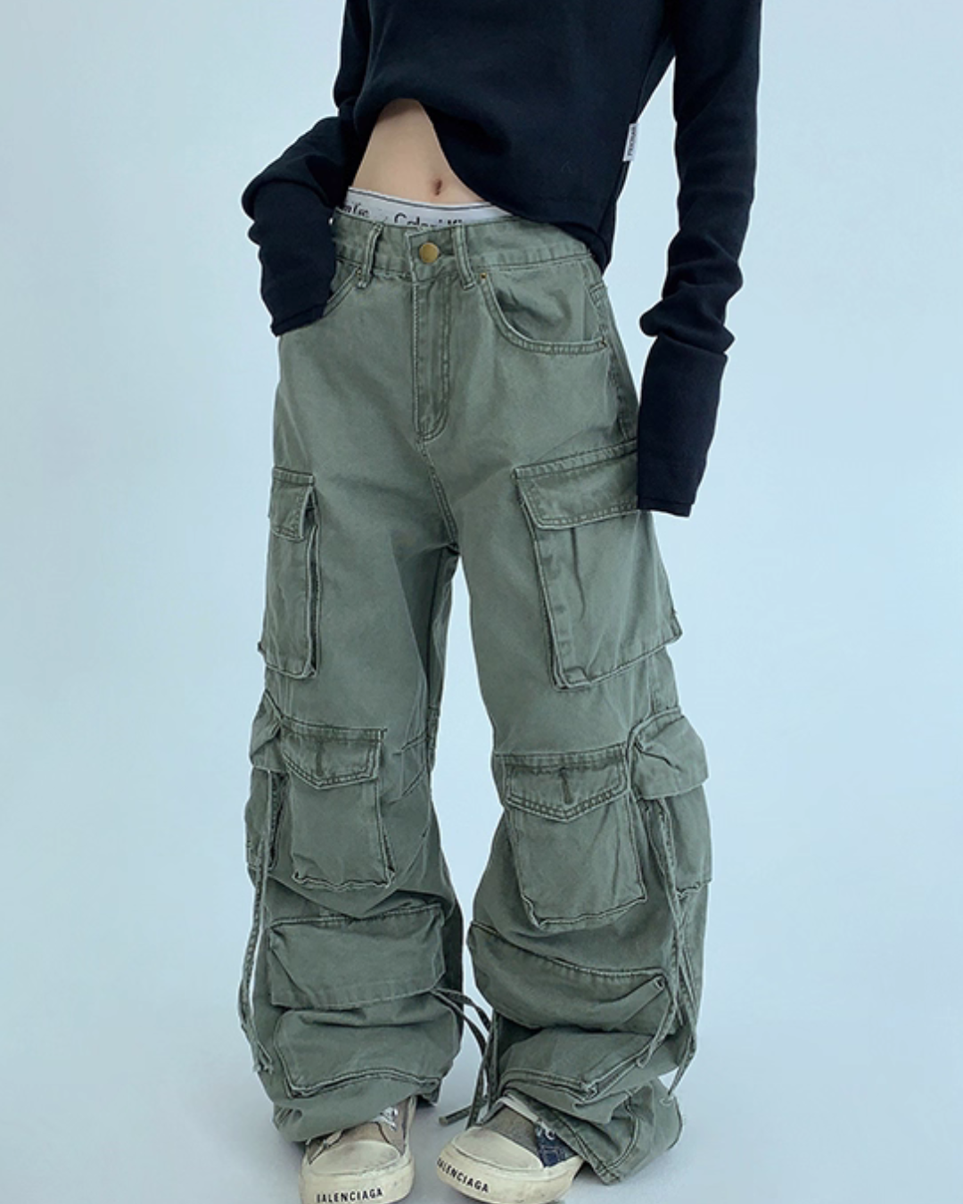 Pocket Design Wide Cargo Pants YLS0889