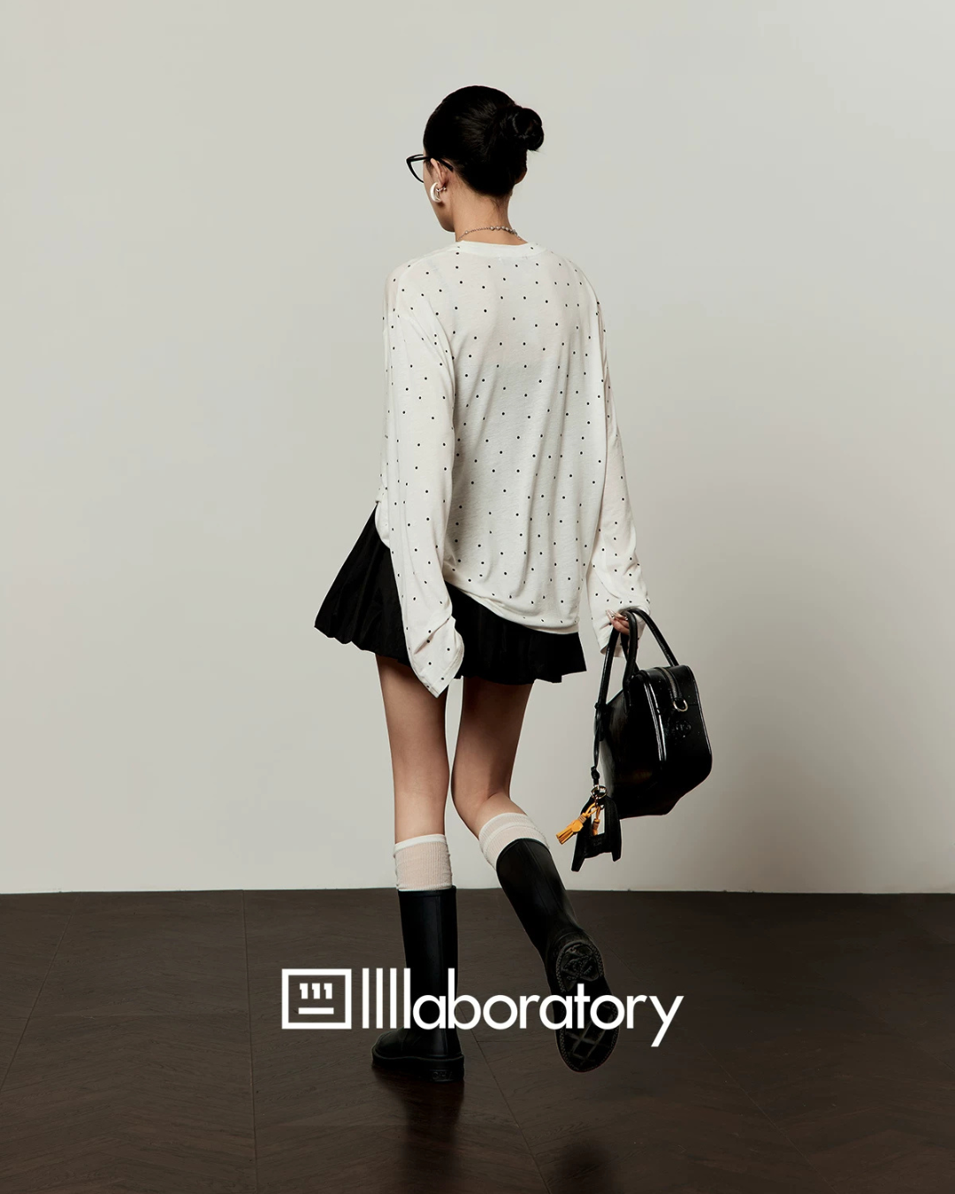 Casual Printed Long-Sleeve T-Shirt / A-line Mini Skirt LLA0664