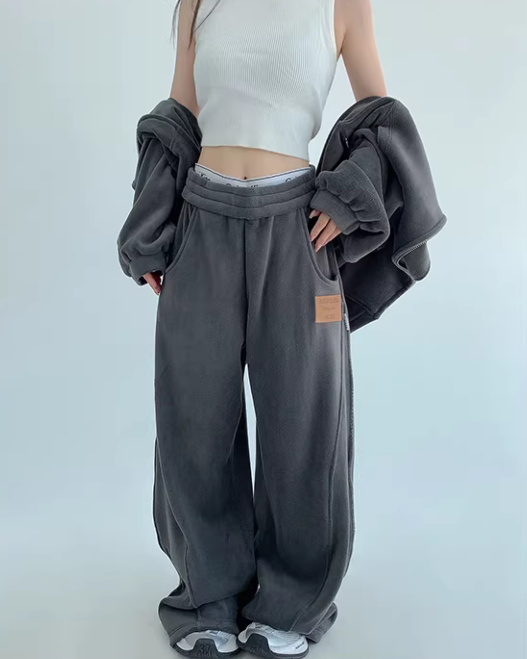 Fleece Zip-Up Hoodie / Fleece Wide Pants YLS1016