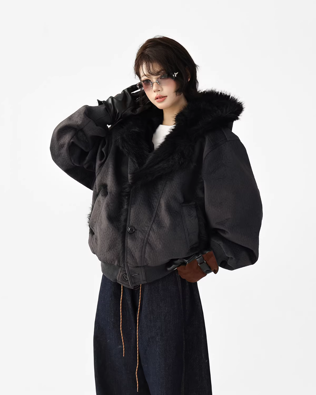 Fur Collar Patchwork Jacket ACS0348
