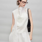 French Ribbon Sleeveless Top / Irregular Tulip Hem Skirt TEO0010