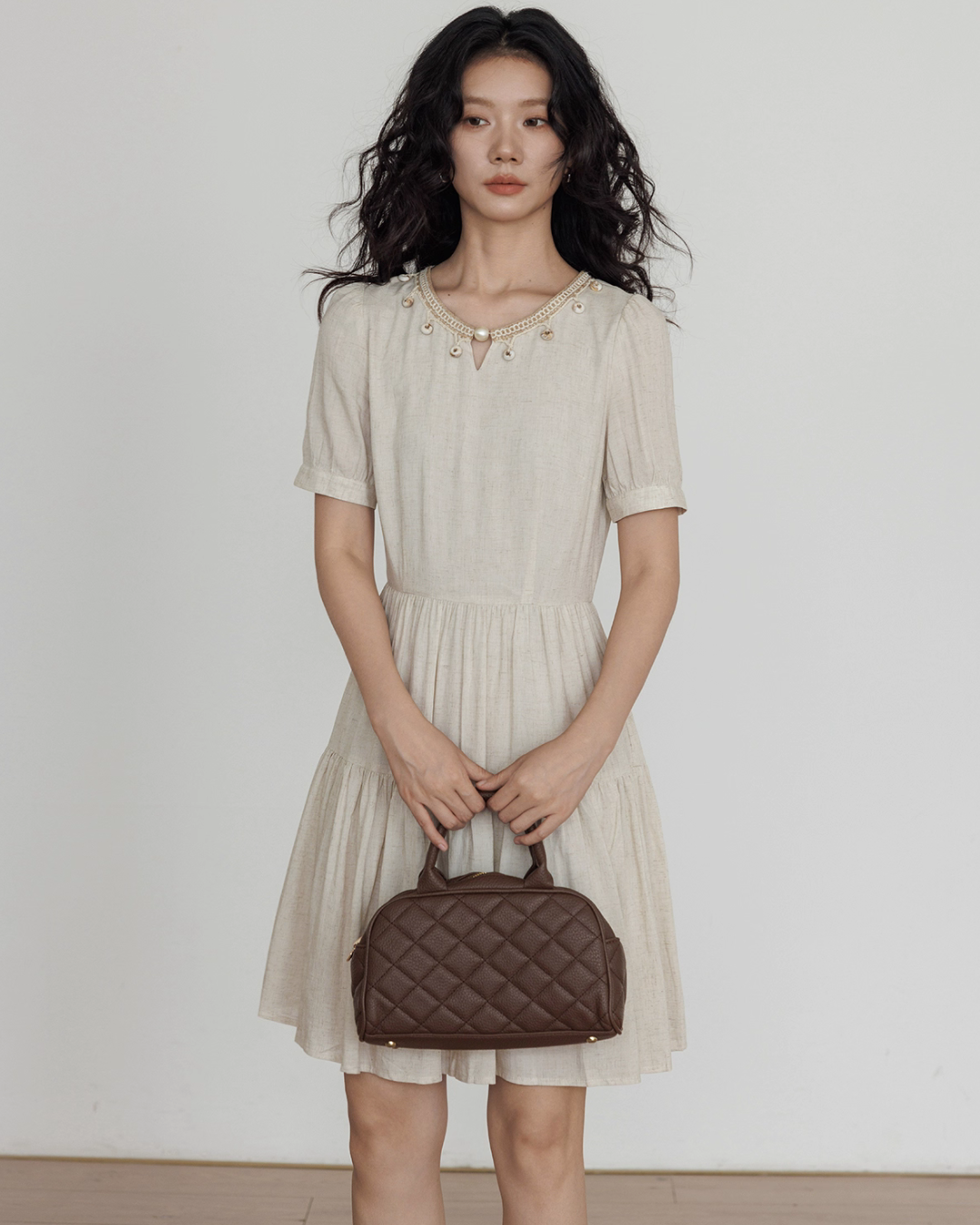 Round Neck Linen Dress VAS0131