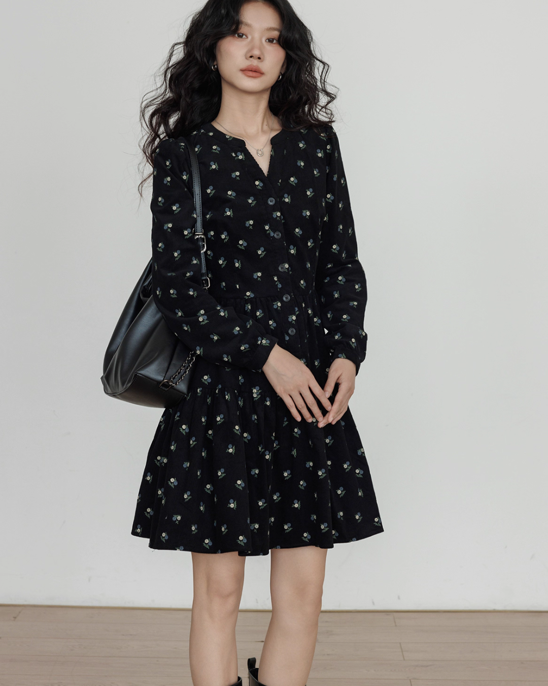 Small Floral Print Flare Dress VAS0163