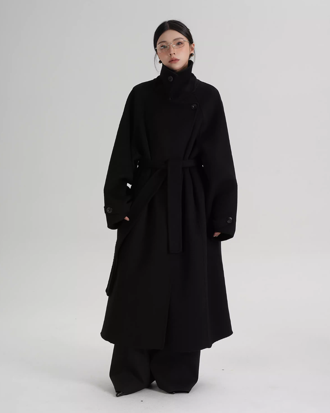 Stand Collar Long Loose Wool Coat SRS0361