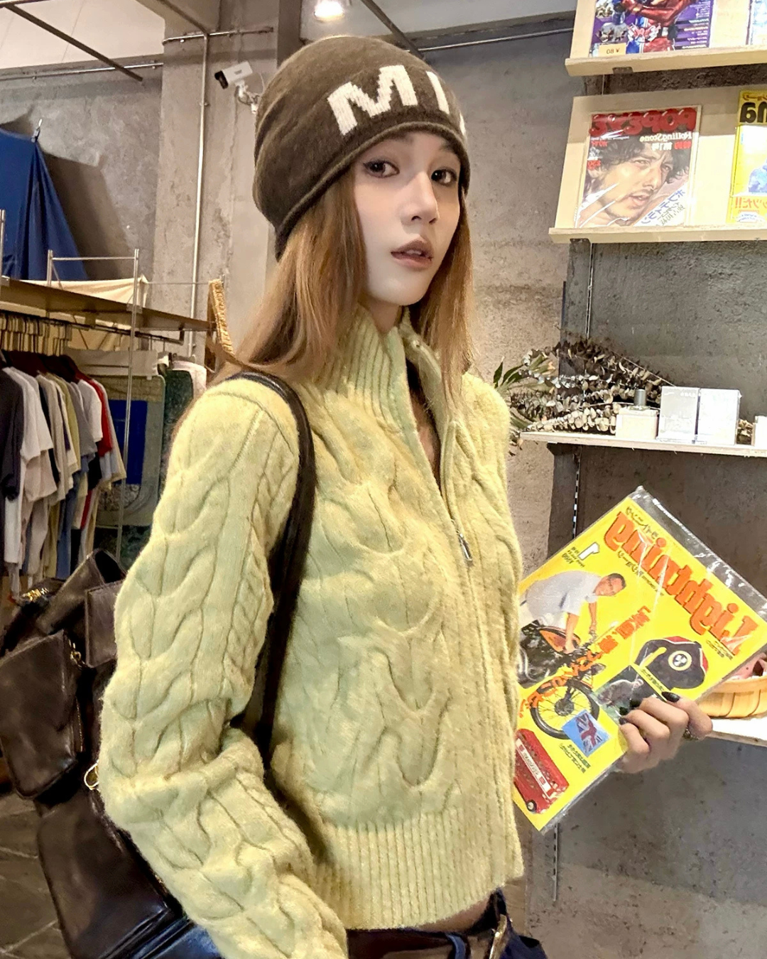 Stand Neck Cable Knit Jacket WWP0021