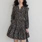 V-Neck Printed Waist Shirt Dress VAS0194